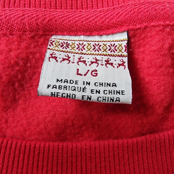 Ladies Adorable Cat Christmas Fleece Lined Sweatshirt Size L - Picture 5 of 8